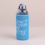 Don't Touch My Bottle Kılıflı Cam Matara Mavi