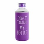 Don't Touch My Bottle Kılıflı Cam Matara Mor