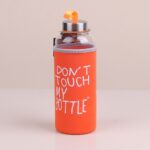 Don't Touch My Bottle Kılıflı Cam Matara Turuncu