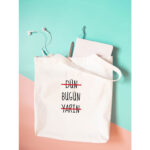 Dün Bugün Yarın Tasarımlı Gabardin Bez Çanta