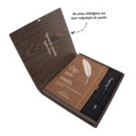 Kitap Formunda Ahşap Kutuda Kahverengi Ajanda-Kalem Seti