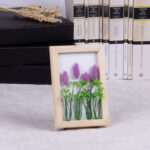 Doğal Çiçekli Dekoratif Ahşap Pano / Yapay Mor