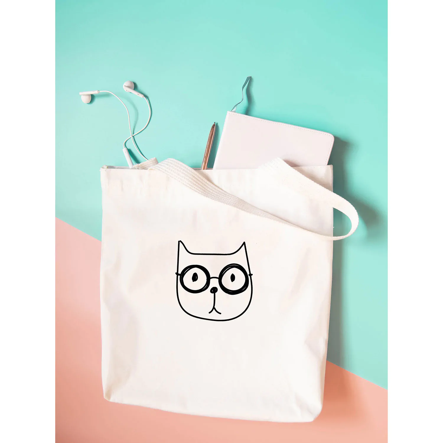 cat-lower-ham-bez-canta.jpg Cat Lover Tasarımlı Gabardin Bez Çanta - Görsel 1