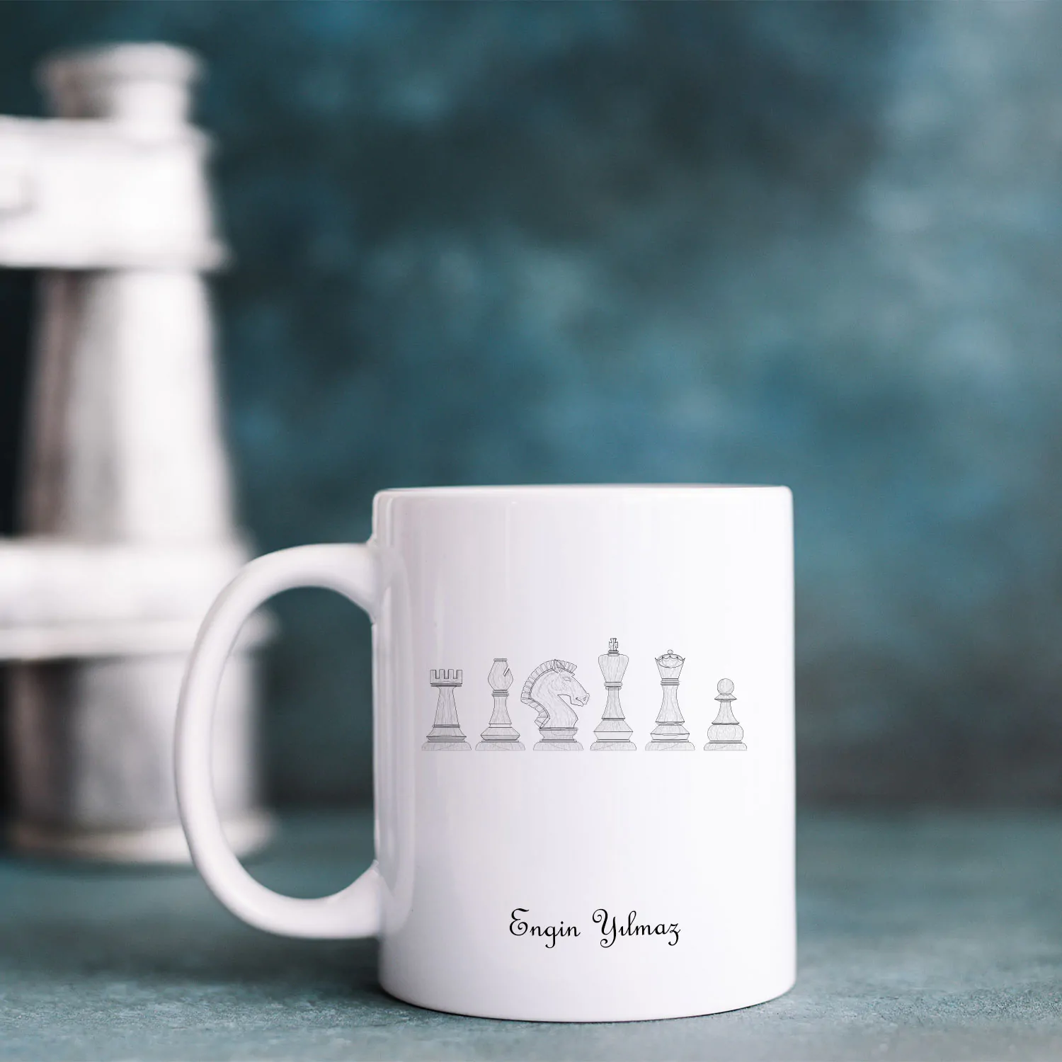 fil-kale-vezir-sah-kupa.jpg Satranç Taşları Tasarımlı Kupa / Satranç Ustasına Hediye - Görsel 1
