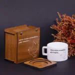 Göğe Bakalım Tasarımlı Ahşap Kutulu Fincan