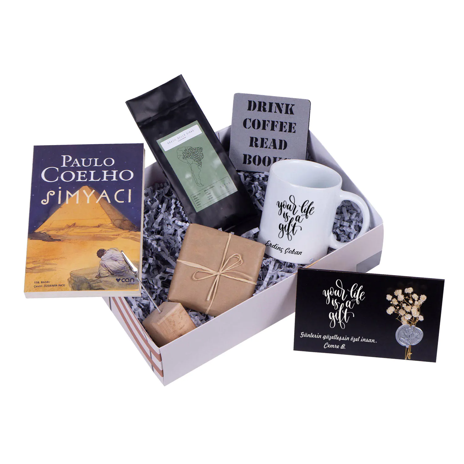 kahve-kitap-temali-hediye-seti-simyaci.jpg Kahve Kitap Temalı Kişiye Özel Kitaplı Hediye Seti - Görsel 1