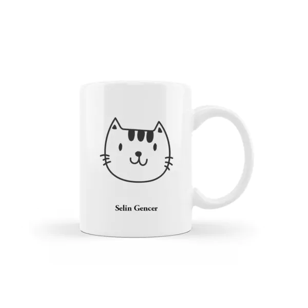 Kedi Tasarımlı İsme Özel Kupa
