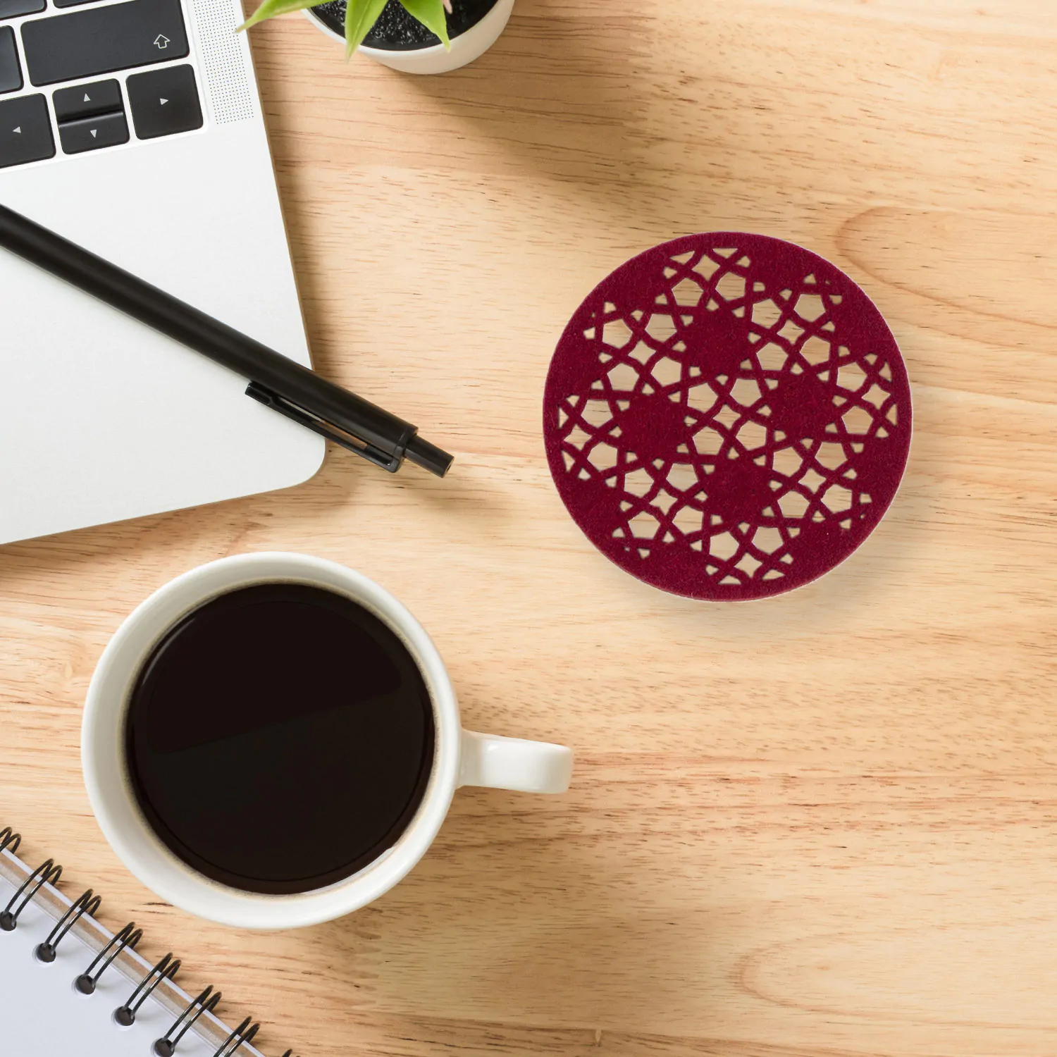 Mandala Tasarımlı Keçe Kupa Altlığı 4 - Görsel 1