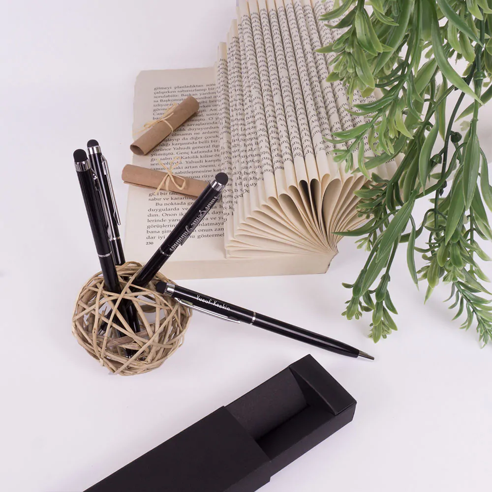 siyah-touch-pen.jpg Ajanda Kupa Kalem Hediye Kutusu - Görsel 6