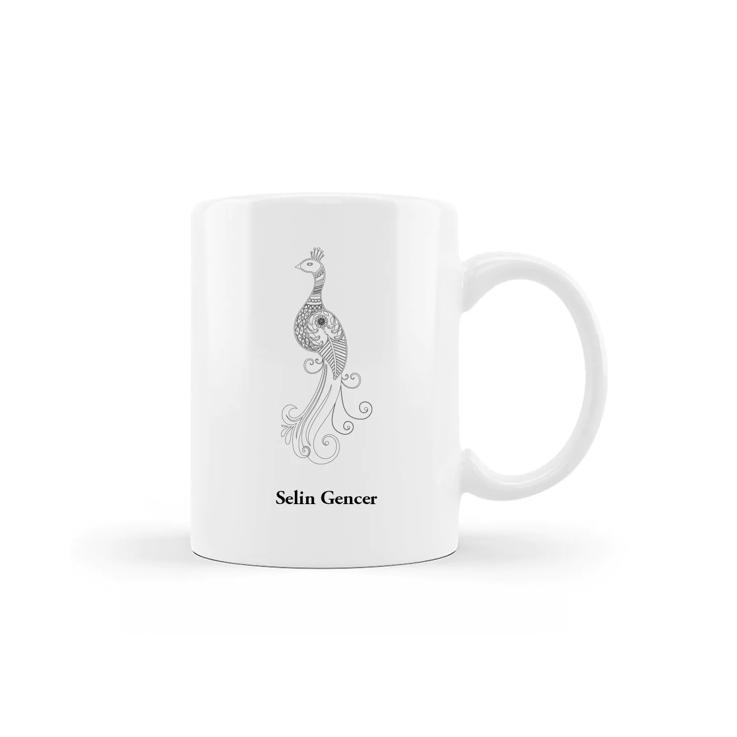 Tavus Kuşu Tasarımlı İsme Özel Kupa - Görsel 1