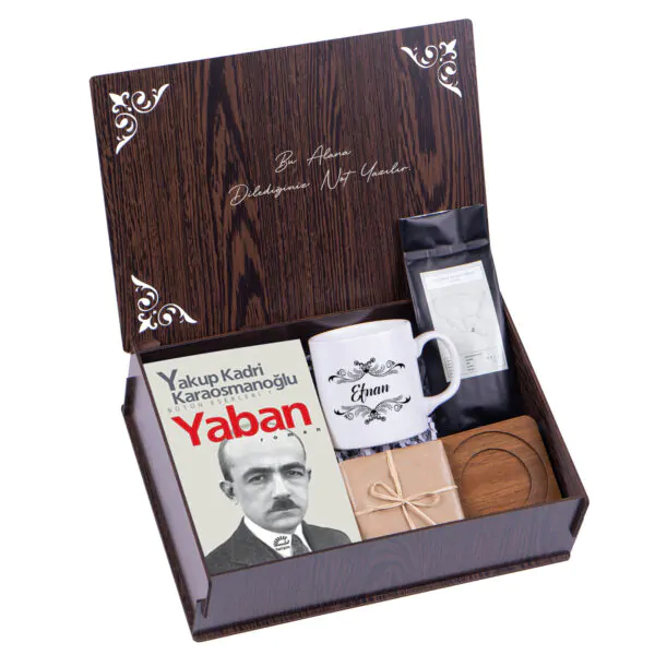 Kişiye Özel Ahşap Kutulu Yaban Kitaplı Hediye Seti