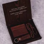 Babalar Günü Hediyesi - İsme Özel Hakiki Deri Kartlık Anahtarlık ve Doğal Kuka Tesbih Seti